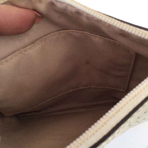 COACH CREAM PERFORATED LEATHER WRISTLET - Picture 8 of 10
